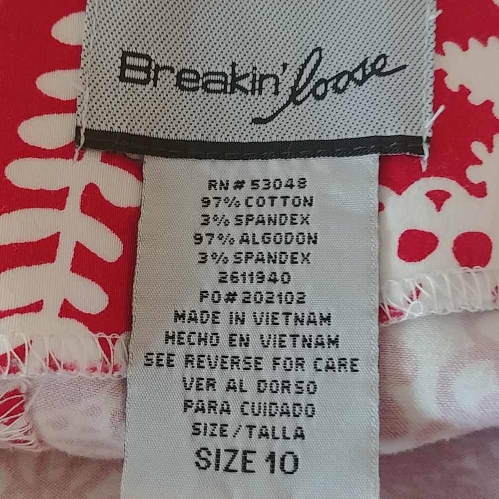 Breakin' Loose Red Print on White Dress Sz 10 - Picture 8 of 9